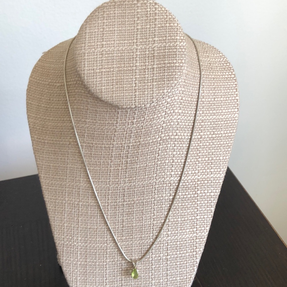 Peridot teardrop pendant with 18K GP Snake Chain